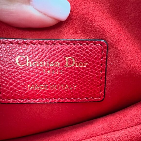 CHRISTIAN DIOR Grained Calfskin Mini Saddle Bag in Red - Picture 12 of 12